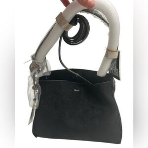 Crossi New York Black structured top-handle satchel tote, modern purse